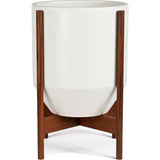 Modernica Case Study Large Walnut Hex With Wood Base Chair | White CER-W-HEX-13.125-15-BWA-WHT