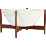 Modernica Case Study Large Walnut Wok With Stand Chair | White CER-W-WOK-22-8-BWA-WHT