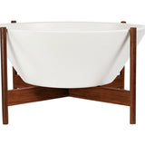 Modernica Case Study Large Walnut Wok With Stand Chair | White CER-W-WOK-22-8-BWA-WHT