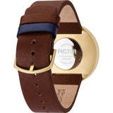 Rosendahl Picto 40mm Dusty Blue Analog Watch | Gold/Dark Brown Leather RD-43376