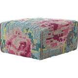 Gan Canevas Flowers Square Pouf Ottoman | Dark Gray 02CN28893CL76