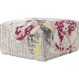 Gan Canevas Flowers Square Pouf Ottoman | Light Gray 02CN29093CL92