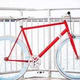 Sole Bicycles OFW Fixed Single Speed Bike | Candy Apple Red Frame/Baby Blue Rims Sole 035-59