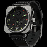 Minus-8 Square Black/Bright Chronograph Watch | Leather
