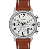 Tsovet JPT-TS44 Silver & White Chronograph Watch | Brown Leather TS110111-40