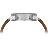 Tsovet JPT-TS44 Japan Quartz Steel & White Chronograph Watch | Tan Leather