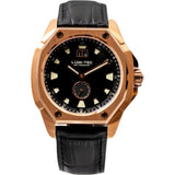 Lum-Tec V14 18K Gold PVD Coated Watch - Black Croc Leather Strap
