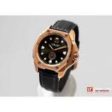 Lum-Tec V14 18K Gold PVD Coated Watch - Black Croc Leather Strap