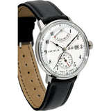 Zeppelin Hindenburg Watch with Power Reserve Indicator | White & Black Leather 7060-1