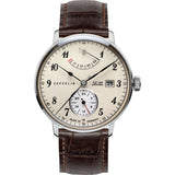 Zeppelin Hindenburg Watch with Power Reserve Indicator | Beige & Brown Leather 7060-4