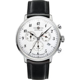 Zeppelin Hindenburg Chronograph Watch | White & Black Leather 7086-1