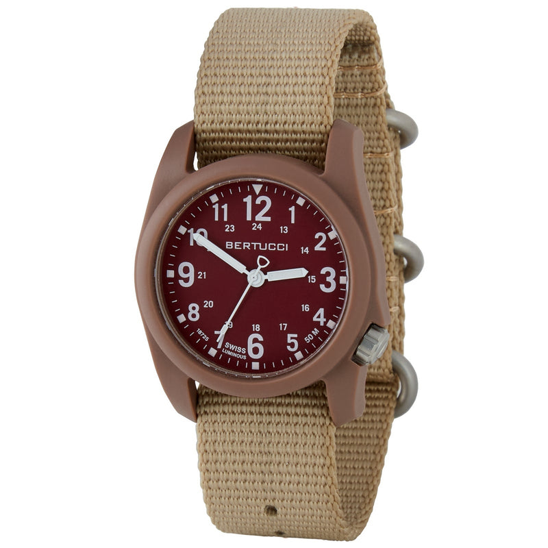 Bertucci DX3 PLUS Field Watch – Legion Red Dial, #414 Durable Nylon Band