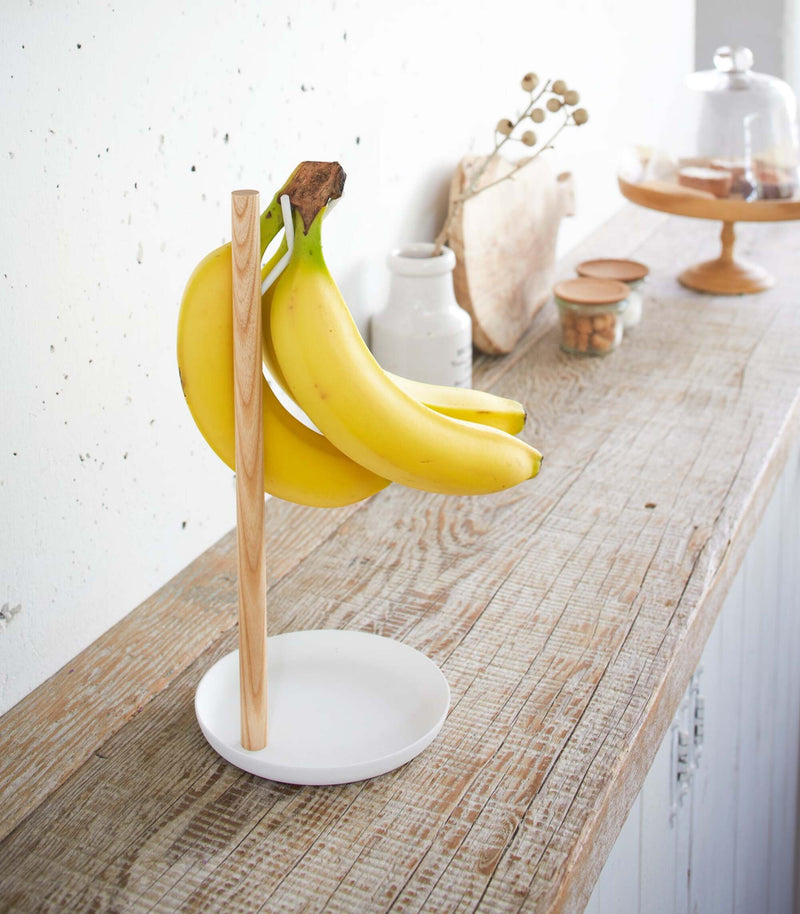 Yamazaki Tosca Banana Holder - Steel + Wood | White