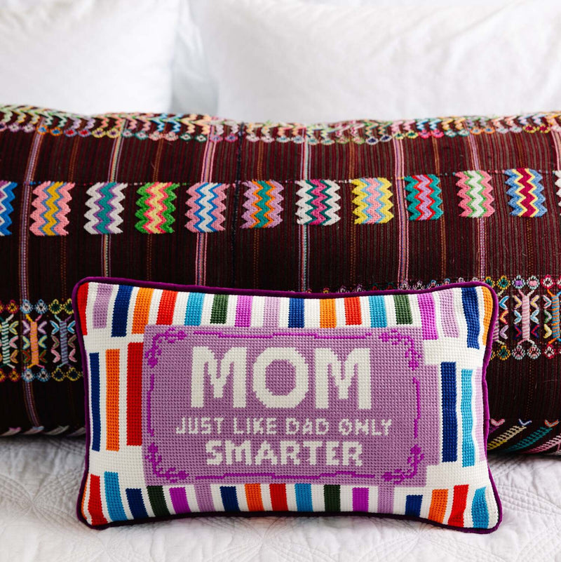 Furbish Mom Rules Needlepoint Pillow