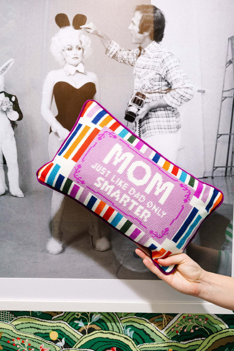 Furbish Mom Rules Needlepoint Pillow