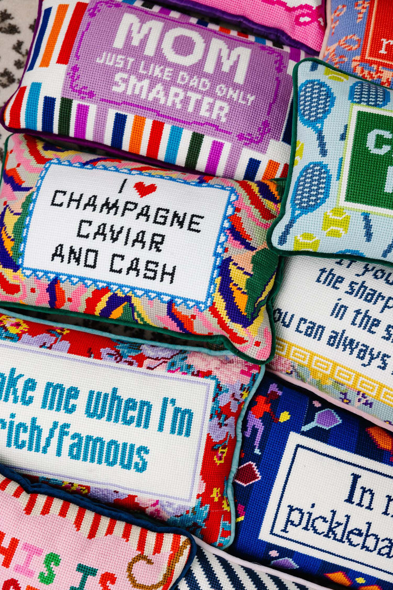 Furbish Mom Rules Needlepoint Pillow