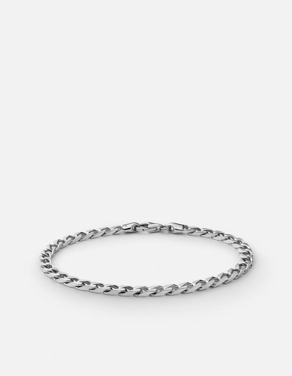 4mm Cuban Chain Bracelet, Sterling Silver