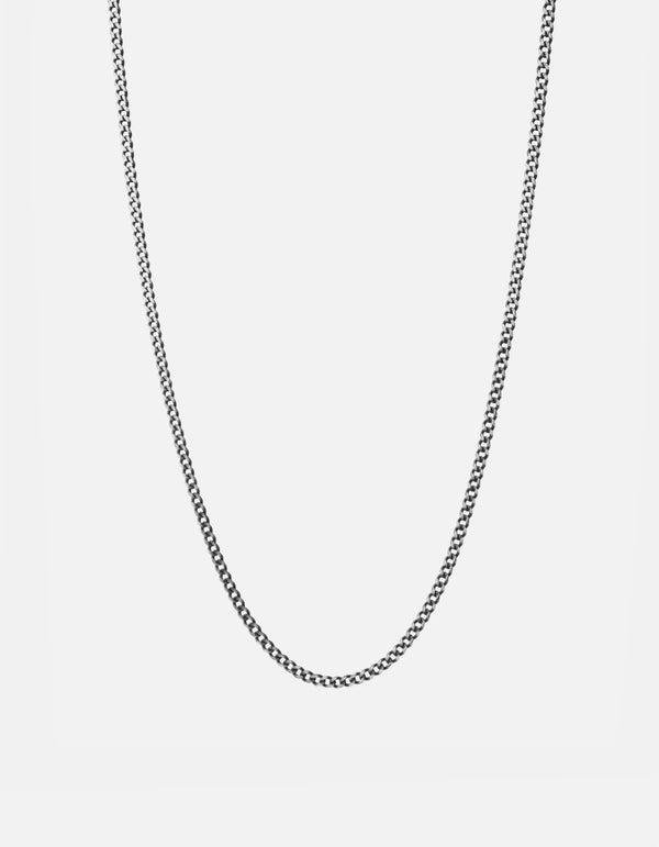 3mm Cuban Chain Necklace, Sterling Silver