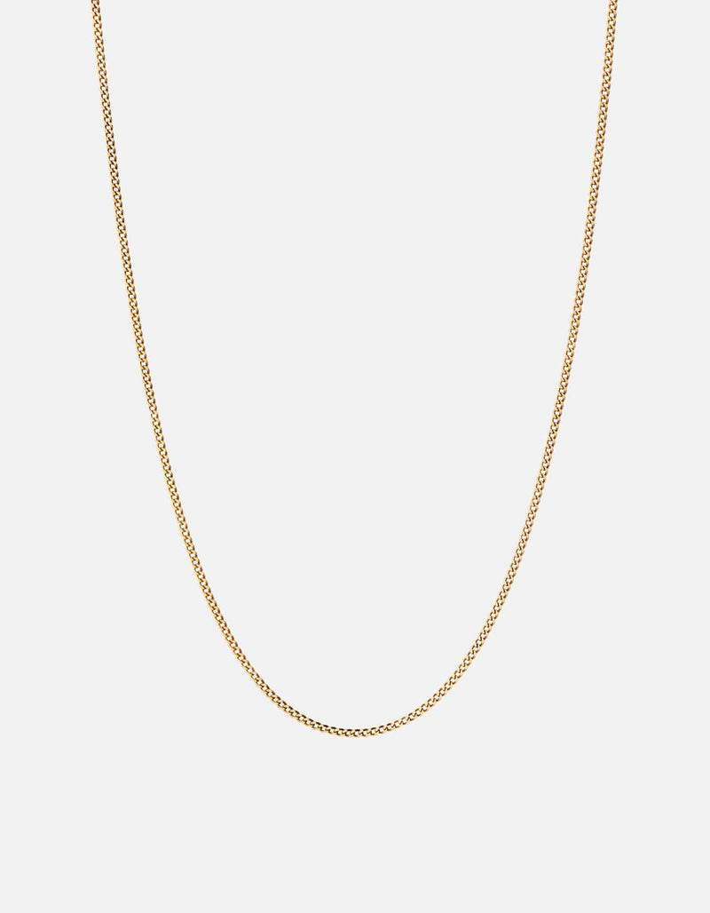 2mm Cuban Chain Necklace, Gold