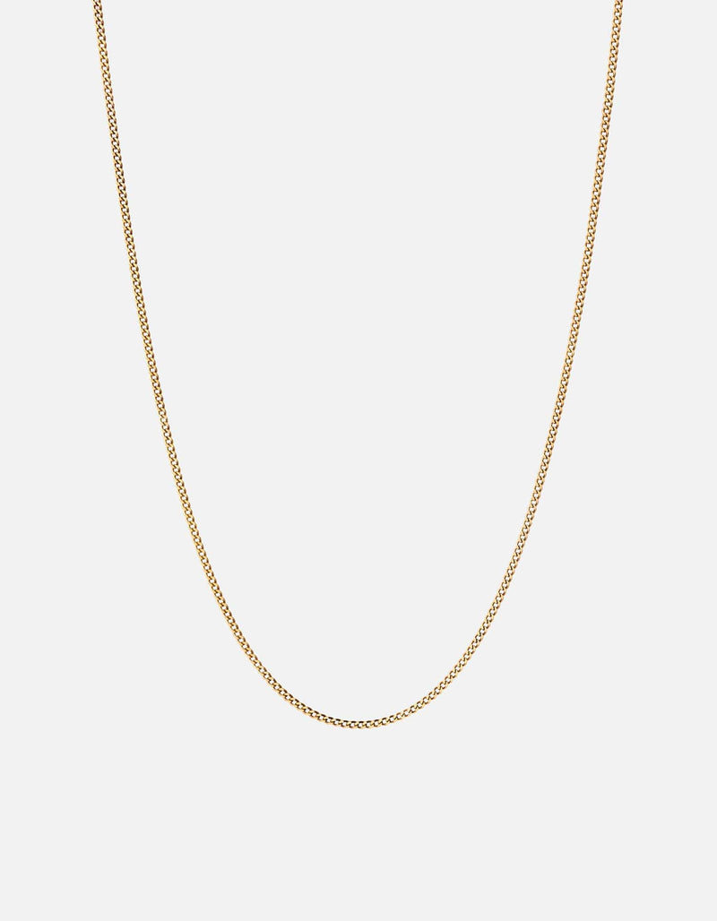 2mm Cuban Chain Necklace, Gold