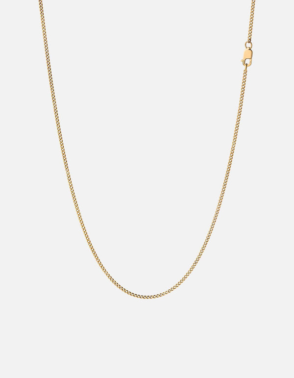 2mm Cuban Chain Necklace, Gold