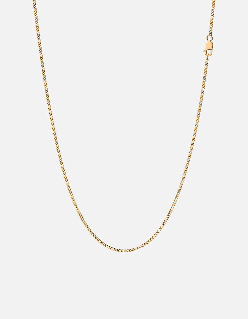 2mm Cuban Chain Necklace, Gold
