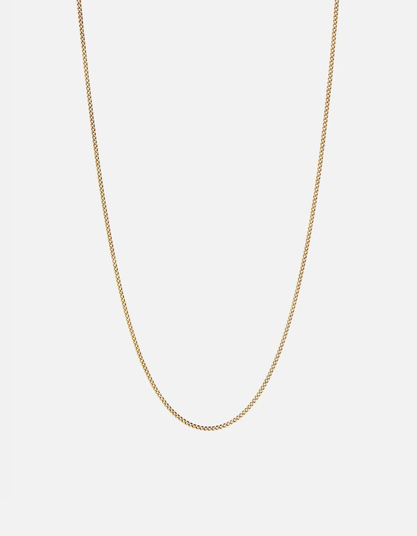1.3mm Cuban Chain Necklace, Gold Vermeil