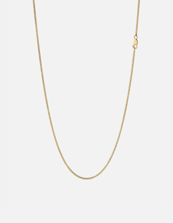 1.3mm Cuban Chain Necklace, Gold Vermeil