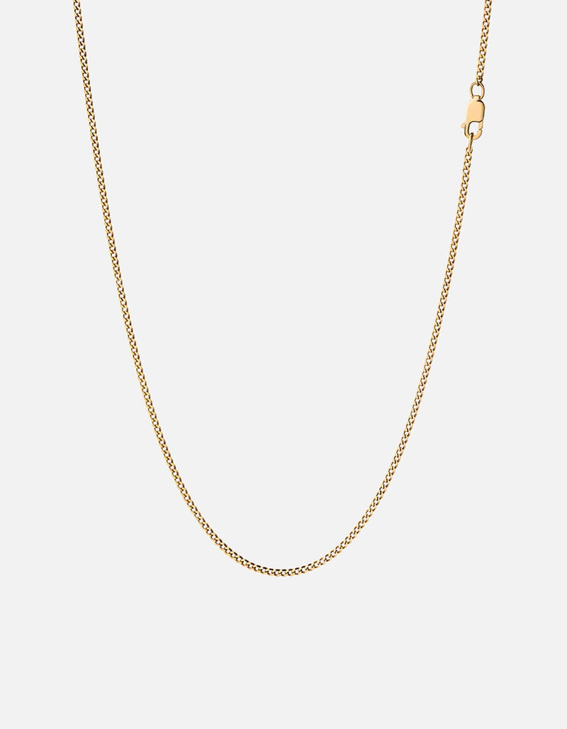 1.3mm Cuban Chain Necklace, Gold