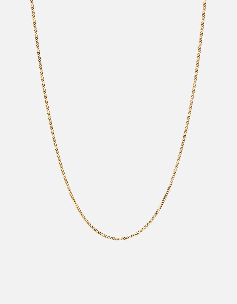 2mm Cuban Chain Necklace, Gold