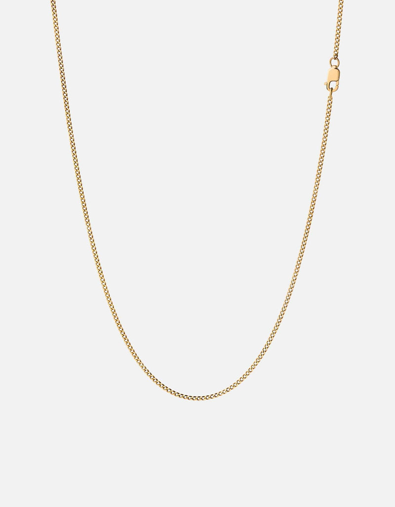 2mm Cuban Chain Necklace, Gold