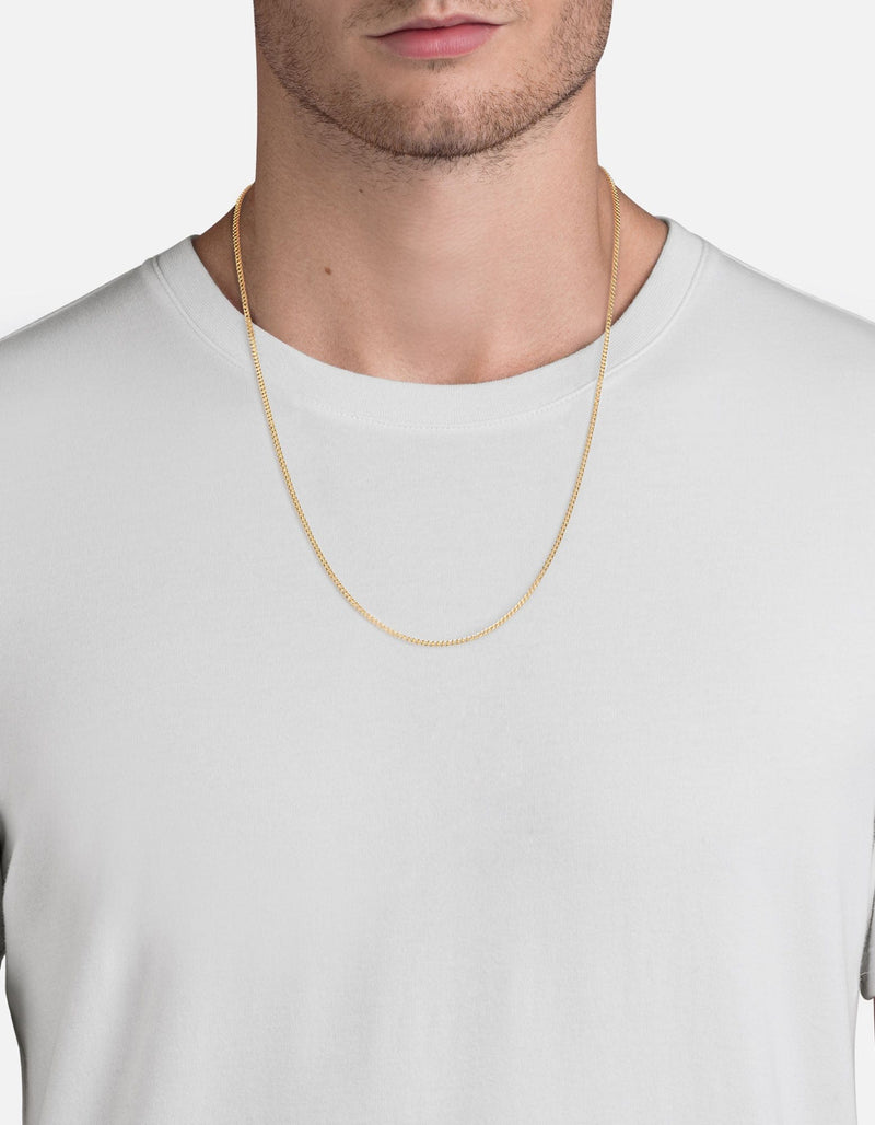 2mm Cuban Chain Necklace, Gold