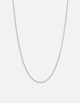 2mm Cuban Chain Necklace, Polished Silver