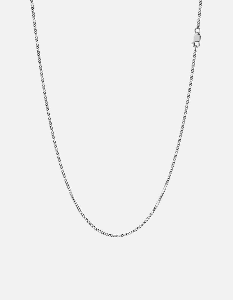 2mm Cuban Chain Necklace, Polished Silver