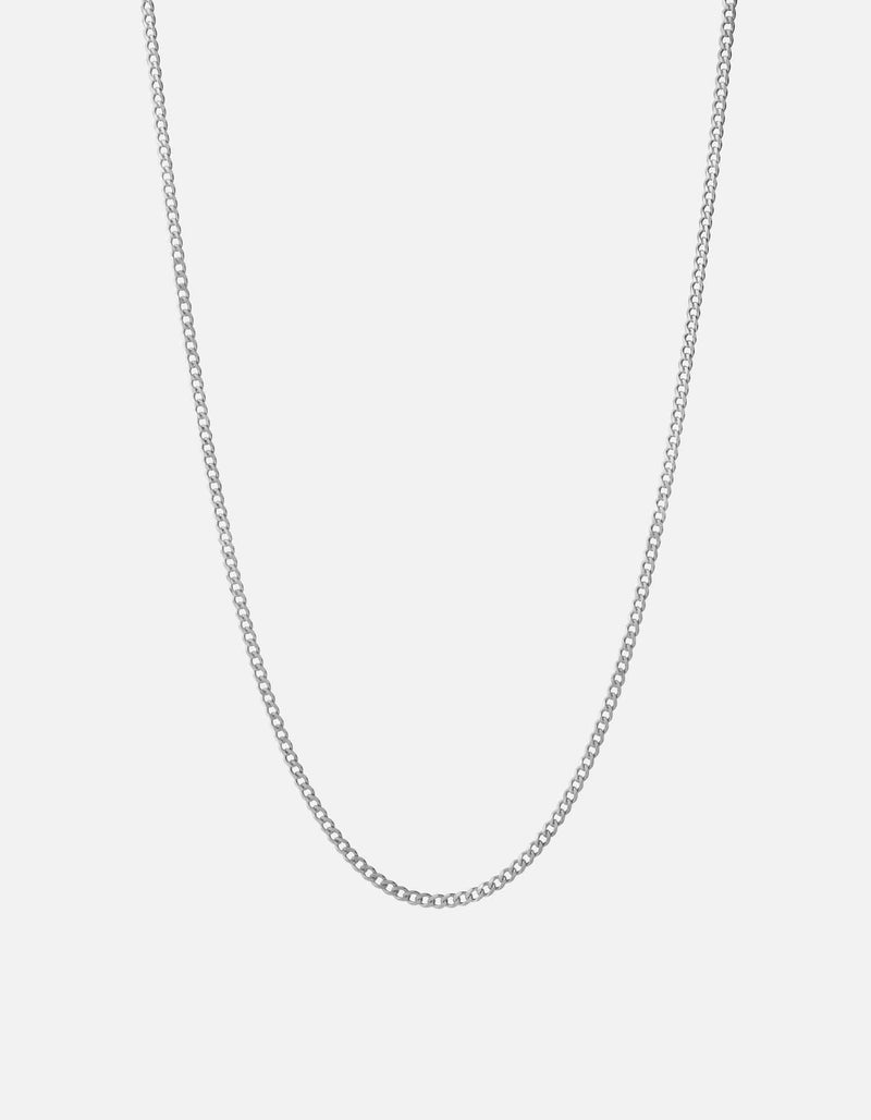 3mm Cuban Chain Necklace, Sterling Silver