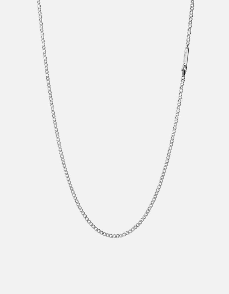 3mm Cuban Chain Necklace, Sterling Silver