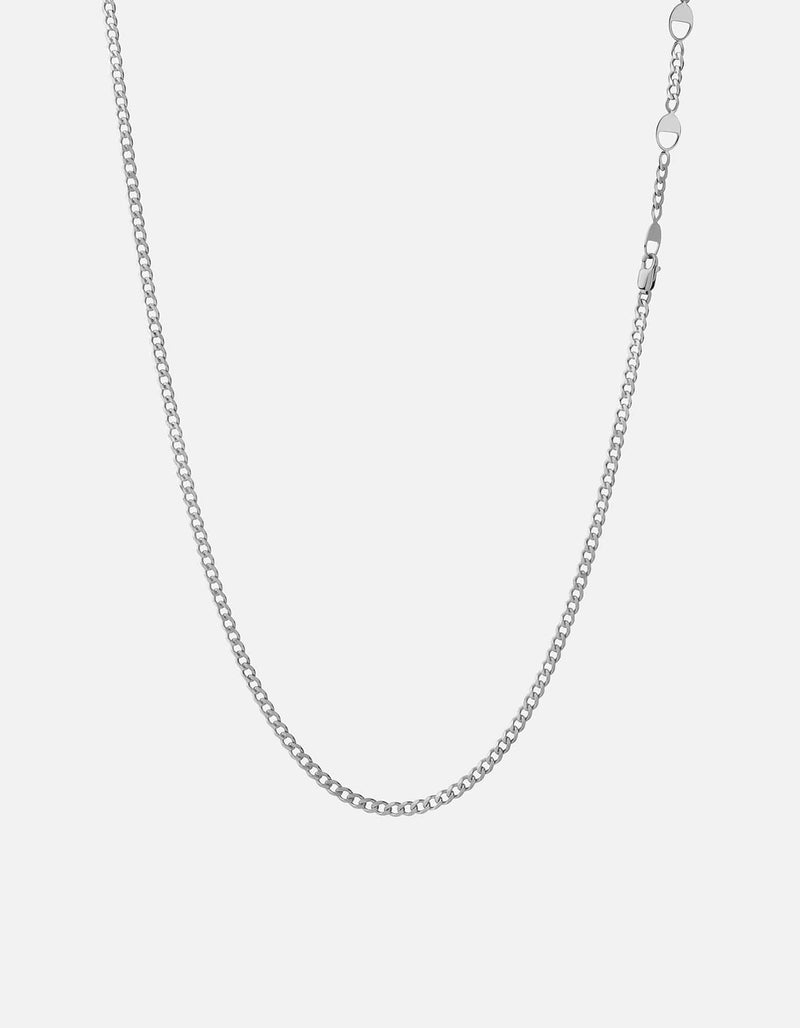 3mm Cuban Chain Necklace, Sterling Silver