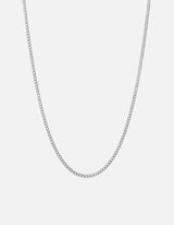 3mm Cuban Chain Necklace, Sterling Silver