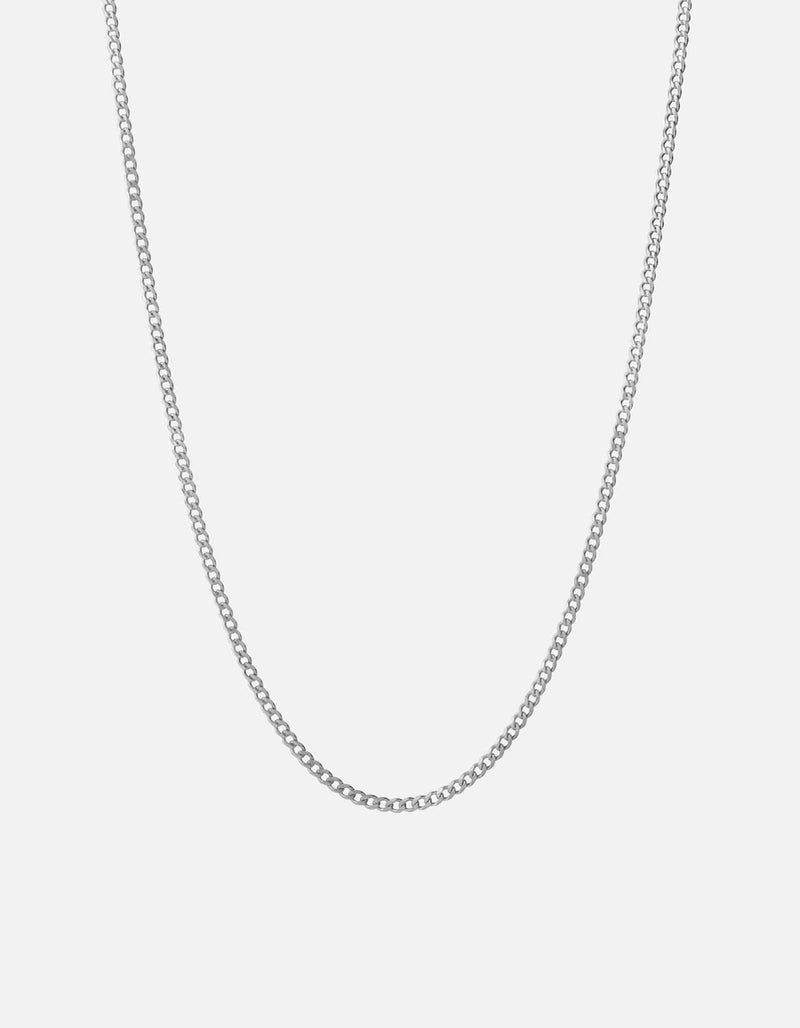 3mm Cuban Chain Necklace, Sterling Silver