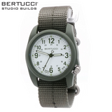 Bertucci DX3 Field Studio  White w/ Green dial / Black case- #Defender Olive w/ Stone Pro-Stripe nylon band
