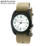 Bertucci DX3 Field Studio White w/ Green dial / Black case- #178 Patrol Green nylon band