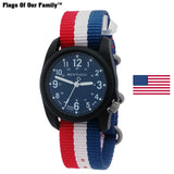 Bertucci Flags Of Our Family Cobalt Blue dial / Black Case- #161 USA nylon band