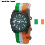Bertucci Flags Of Our Family White dial / Olive Case- #410 Ireland nylon band