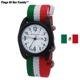 Bertucci Flags Of Our Family White dial / Black Case- #412 Mexico nylon band