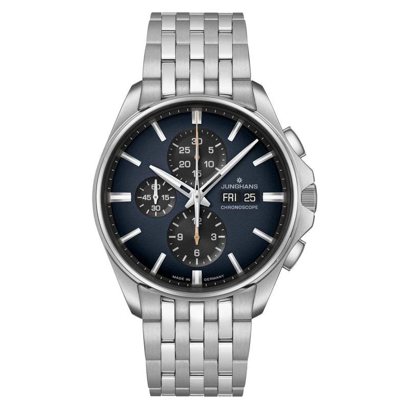 Junghans Meister S Chronoscope - English Date Watch | Night Blue / Stainless Steel