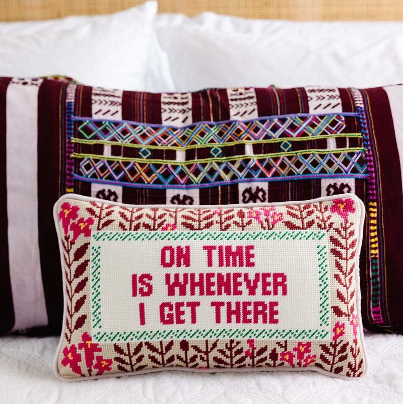 Furbish On Time Needlepoint Pillow