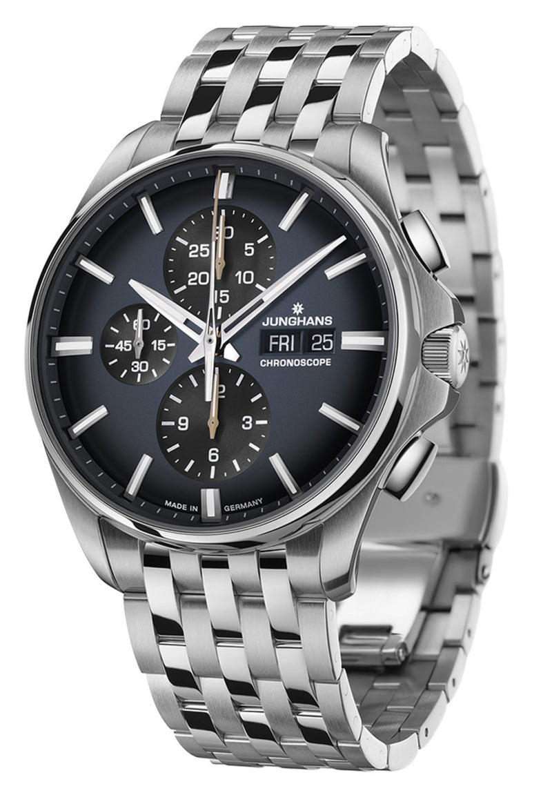 Junghans Meister S Chronoscope - English Date Watch | Night Blue / Stainless Steel