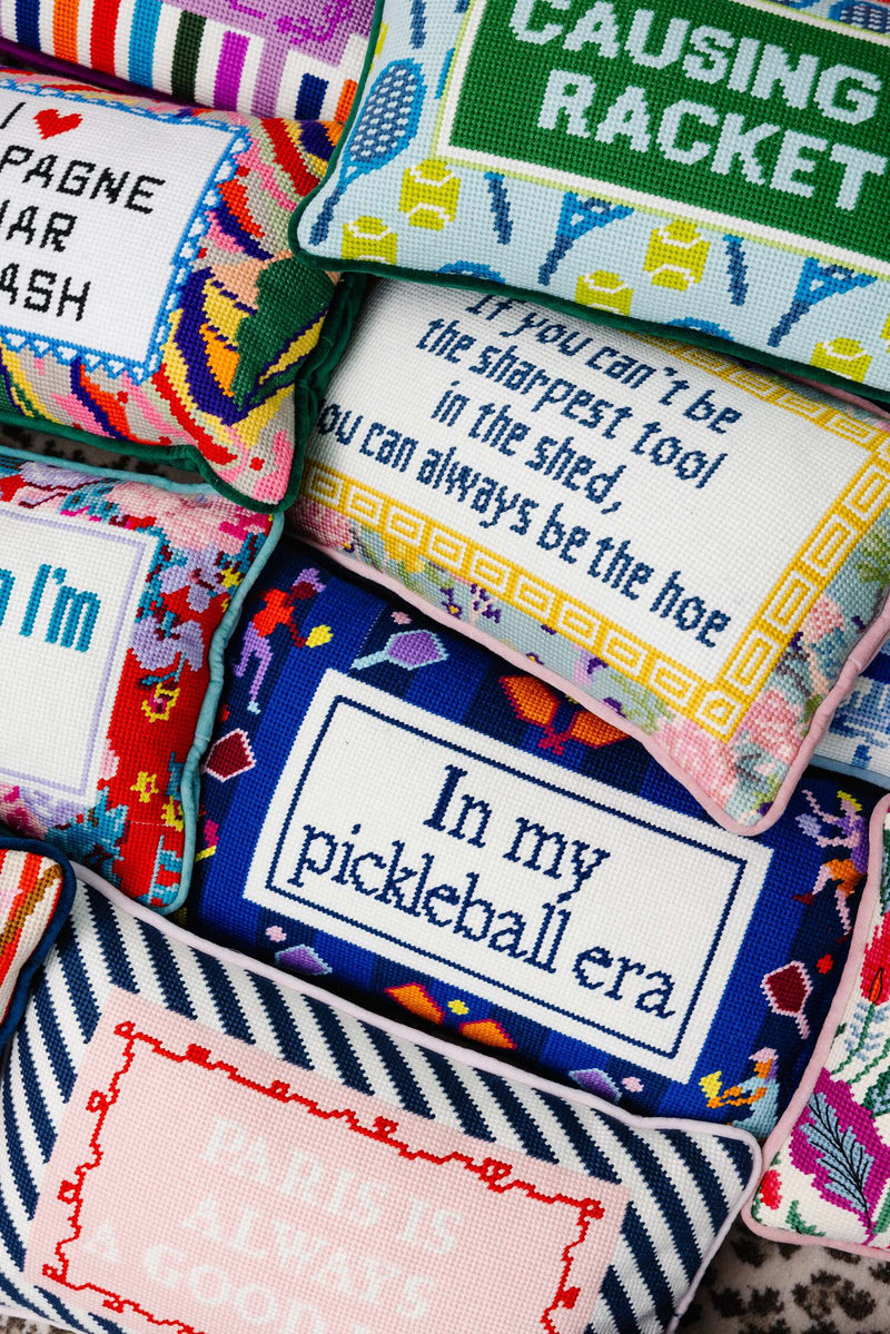Furbish Pickleball Era Needlepoint Pillow