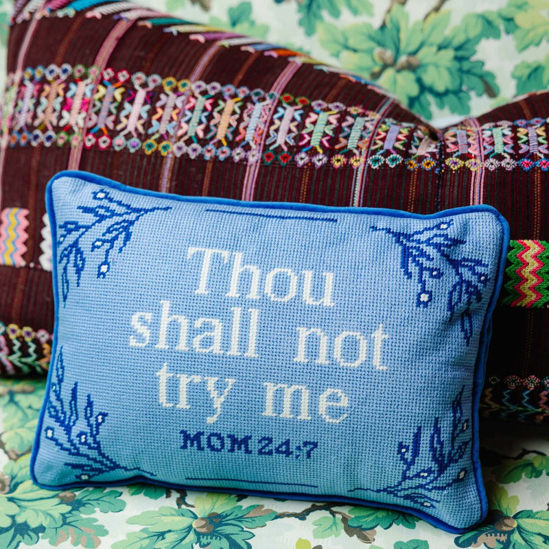 Furbish Try Me Needlepoint Pillow