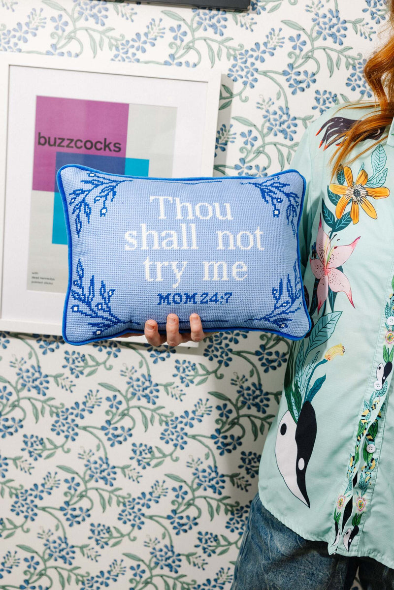 Furbish Try Me Needlepoint Pillow